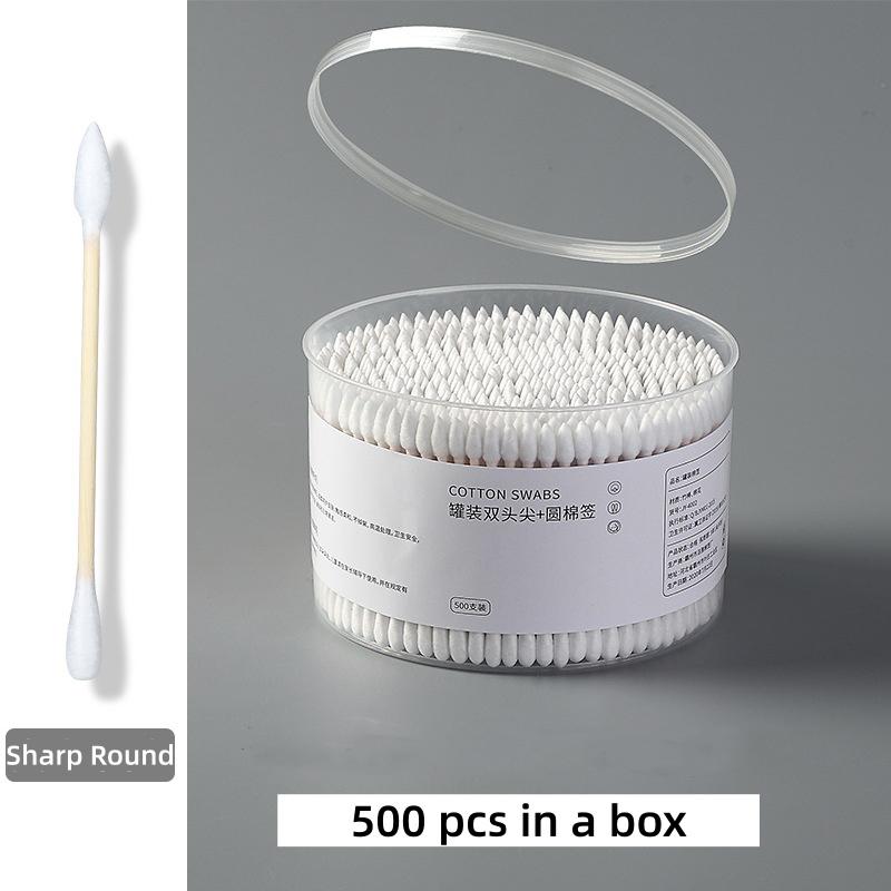500pcs Bamboo Double-Ended Cotton Swabs - Gentle for Ears & Makeup, Unscented Disposable Ear Cleaning Cotton Swab Lip Tint