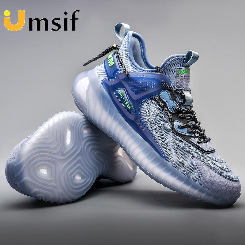 Atmungsaktive Mesh-Sneaker für Paare, rutschfeste Laufschuhe mit dicker Sohle, leuchtende Herrenschuhe in Übergröße