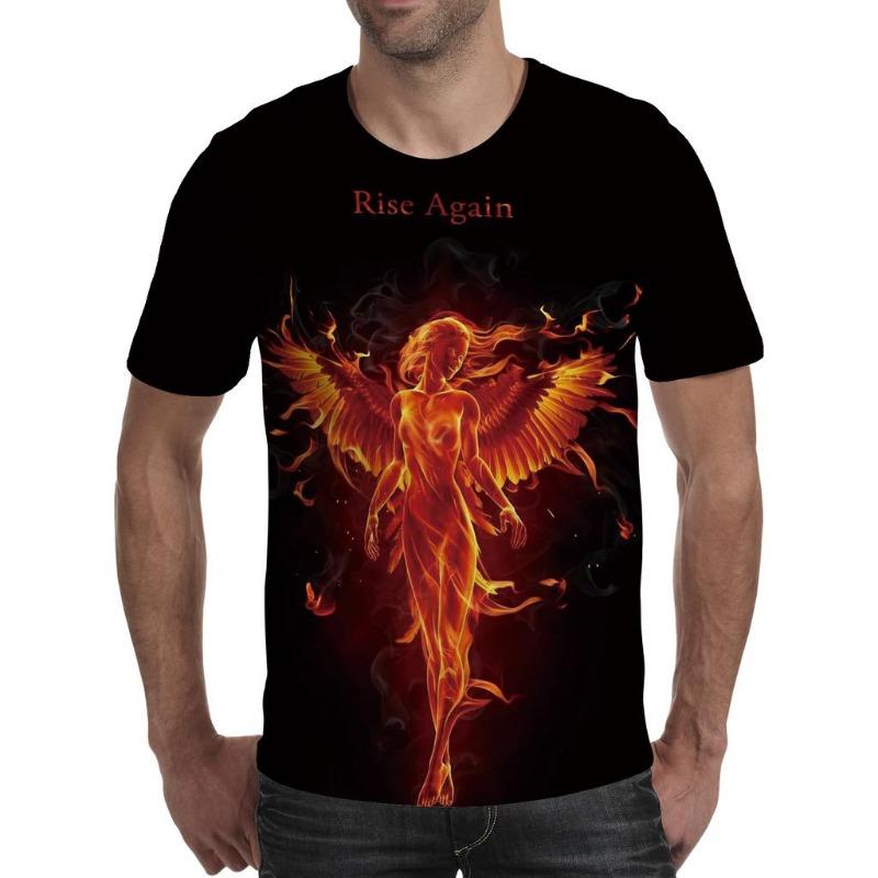 Men T Shirt Spirit Anime 3D Fluorescent Angel Print T Shirt Unisex-Adult Hipster 3D T Shirts