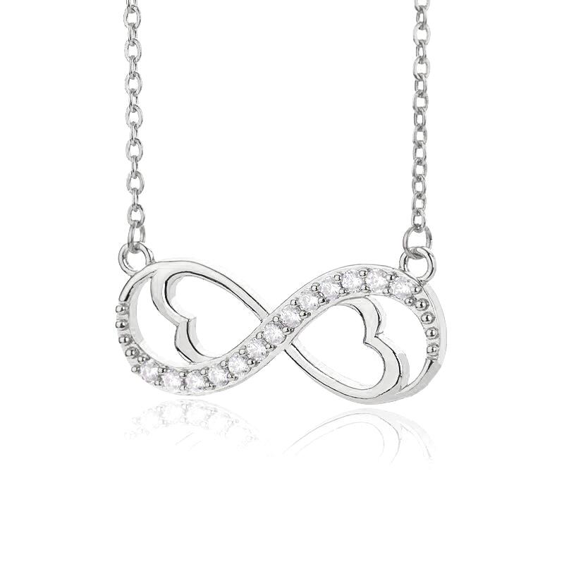 Huitan Heart Infinity Design Women Pendant Necklace Inlaid Bright CZ Aesthetic Wedding Accessories Party Elegant Female JewelryGood product