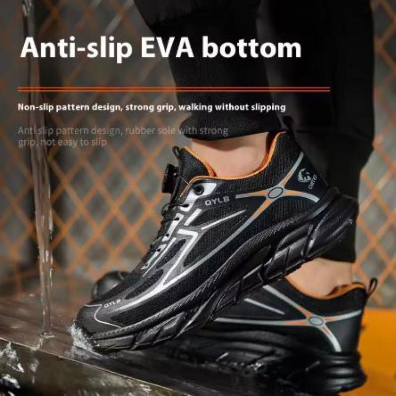 Fashion Rotating Button Safety Shoes Men Steel Toe Sneakers Anti-smash Anti-puncture Work Shoes Non-slip Security Protective Sneakers