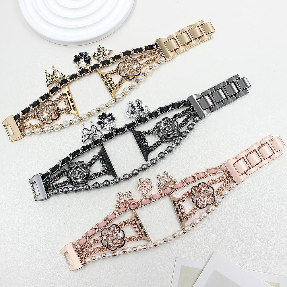 Zinc Alloy Bracelet Strap for Apple Watch Series 10 Ultra 9 8 7 SE 6 5 4 3 2 1 46mm 49mm 45mm 44mm 42mm Flower Butterfly Watch Band