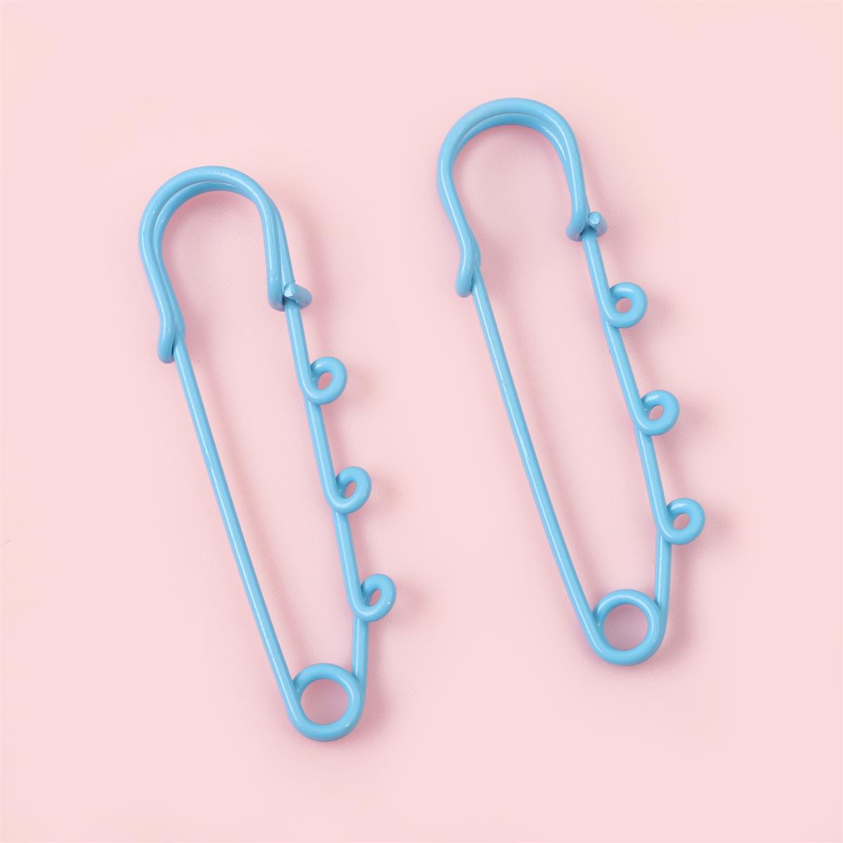 

2/5 шт. Красочная брошь с 3 отверстиями и булавками для рукоделия, украшения, фиксатор для одежды, расходные материалы, аксессуары 18x60mm 2pcs синий