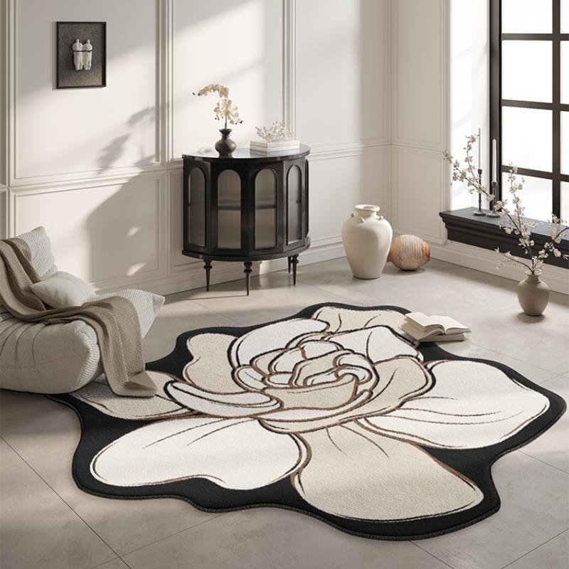 French Retro Carpets for Living Room Irregular Flower Shape Cloakroom Rug Luxury Bedroom Decor Carpet Home Washable Non-slip Mat