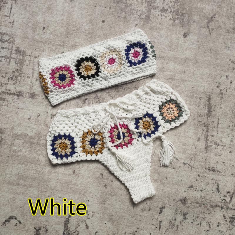 Handmade Crochet Small Square Bikini Set Swimsuit