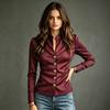 Lady Casual Jacket Women Stand Collar Striped Blazer, Slim Fit Single-Breasted Blazer Blouse Top, Office Business Outerwear Top