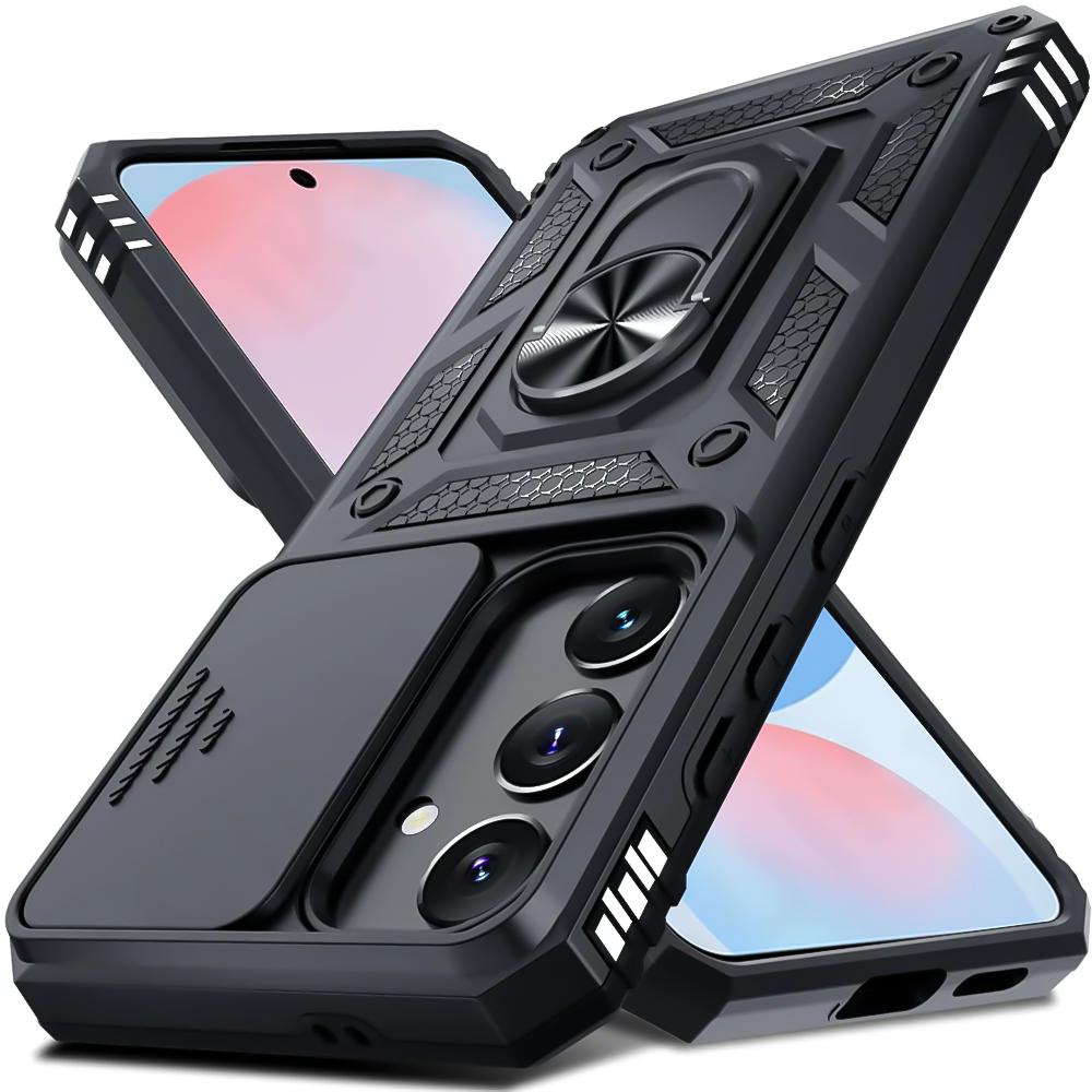 

Military Armor Camera Slide Case For Samsung A16 A55 A35 A15 A53 A13 A73 A33 A52 A54 A34 A14 A24 Magnetic Ring Stand Phone Cover A54 5G
