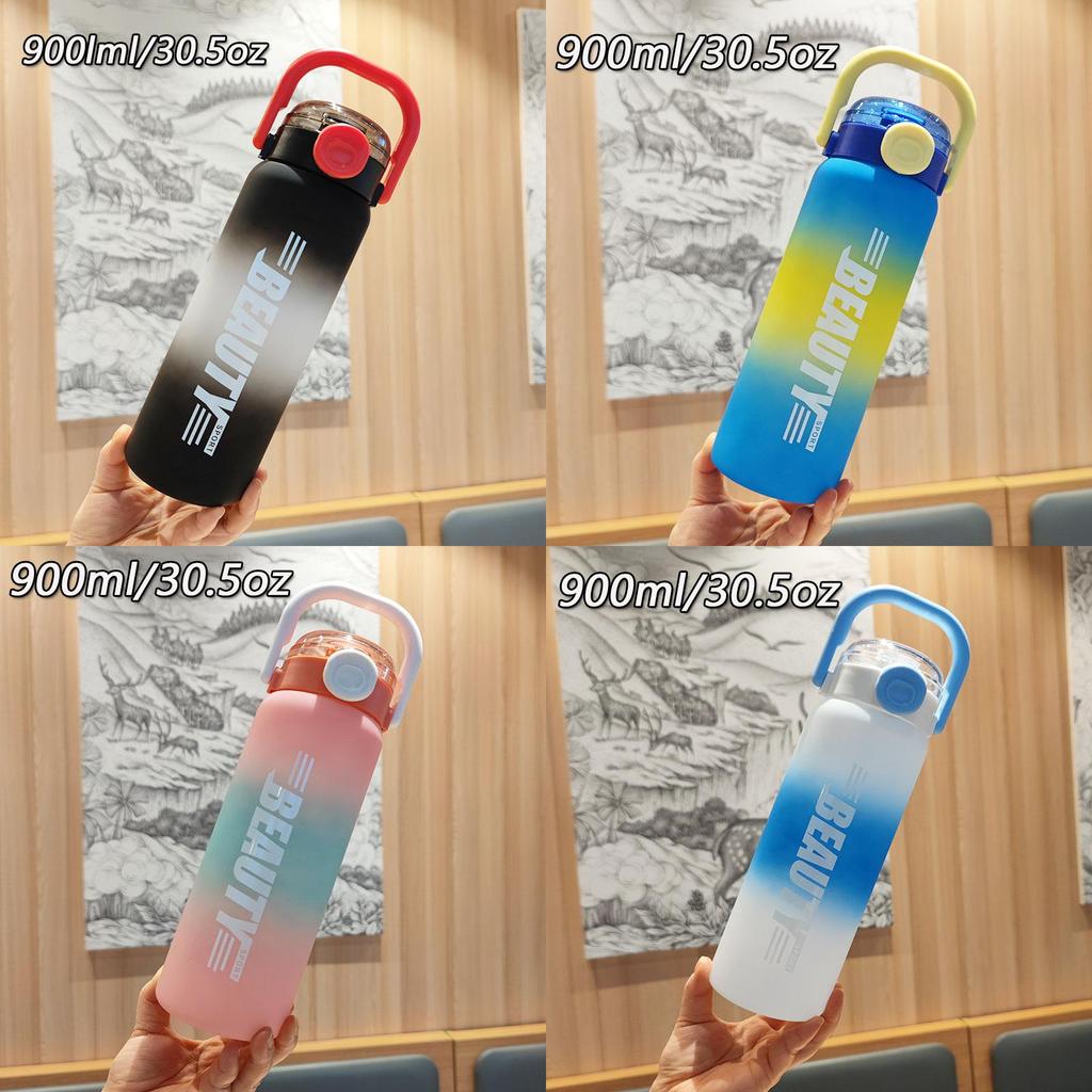 Summer Matte Gradient Plastic Drinking Cup With Straw For Home And Commuting Use