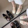 Fashion Hot Selling Square Toe Korean Shoes All-Match Low Heels Soft Female Footwear  Mouth Oxfords Women's 2025 New Summer Retro Dress