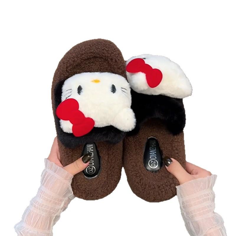 High-value Kitten Fluffy Slippers Women's Shoes Outer Wear 2025 Autumn and Winter New Versatile Fashion Warm Cotton Slippers
