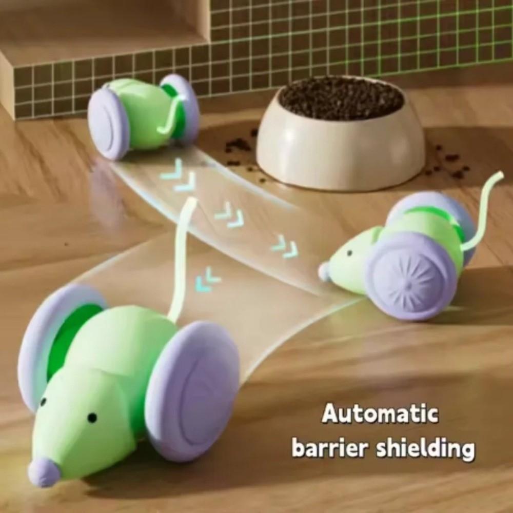 New Rechargeable Electric Mouse Car with LED Tail Obstacle Avoidance Automatic Kitten Toy Interactive Cat Toy