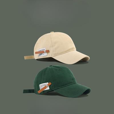 Retro Versatile English Small Leather Baseball Cap Women Casual Versatile Baseball Cap Men Soft Top Cuckold Simple