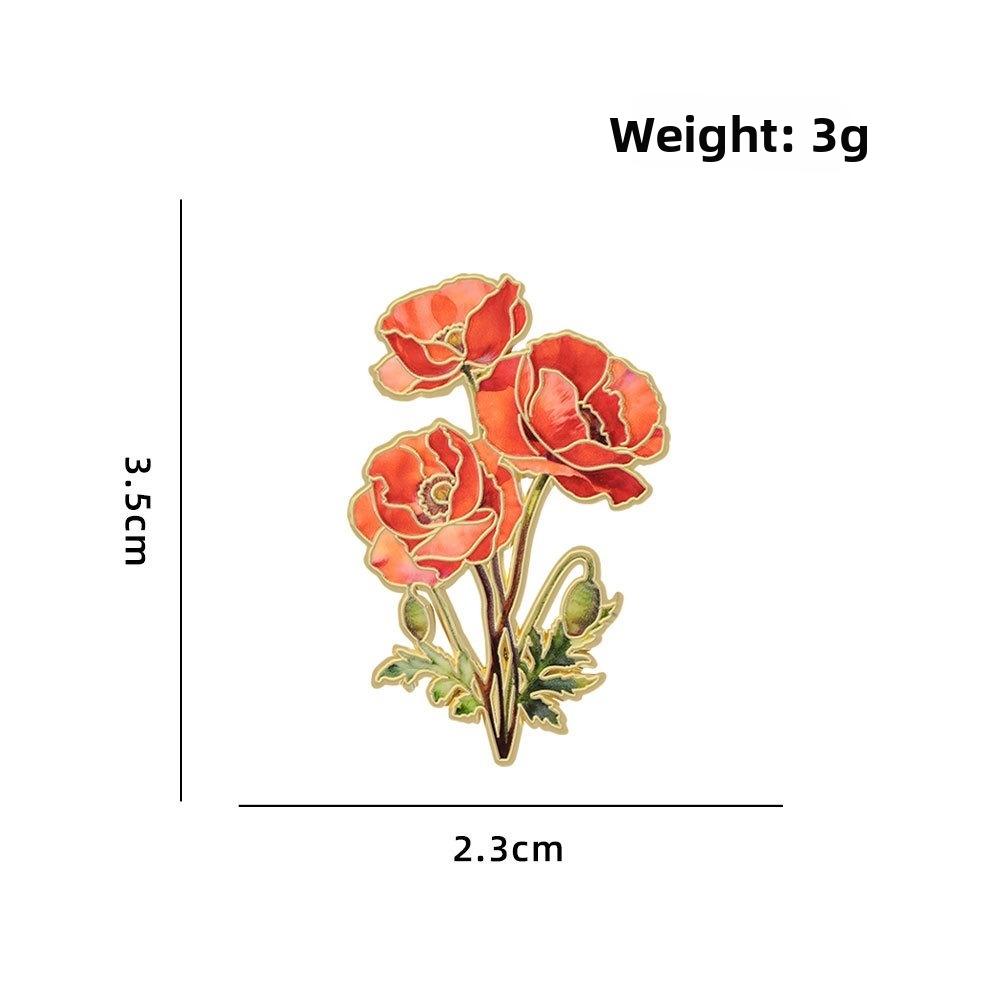 Botanical Design Enamel Flower Pins Assorted Colors Lapel Brooches Flower Brooches Birthday Gift