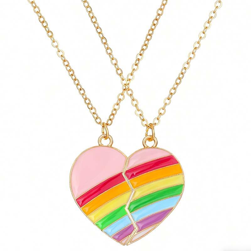 Fashion Best Friends Honey Love Couple Pendant Necklace Chain Choke Broken Heart BFF Good Friendship Jewelry Gift