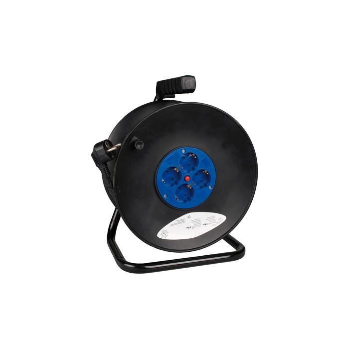 Enrouleur de câble 50m 3x1,5mm avec 4 prises bipolaires et T/Tl Solera - GENERIQUE