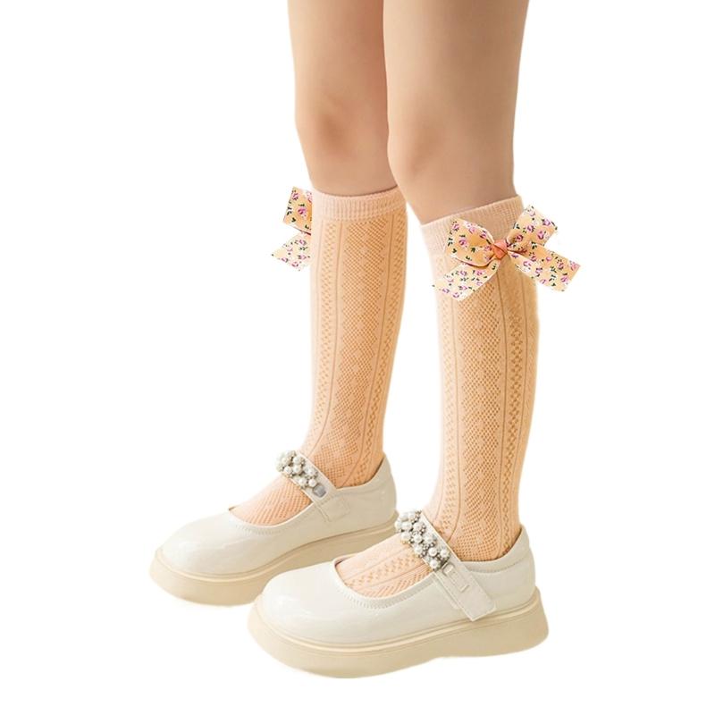 

Elegant Socks Fashionable Breathable Kids Knee Length Socks Baby Bowknot Calf Socks Beautiful Girls Socks помаранчевий