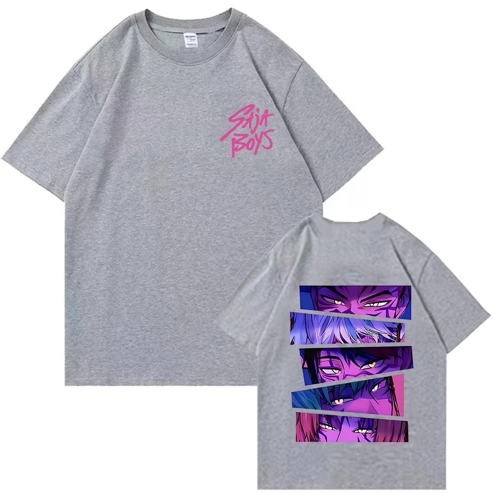 2025 Kpop Demon Hunter Saja Boys Cotton Printed T-shirt Harajuku O-neck Casual Anime Men's and Women's T-Shirt Tops Summer