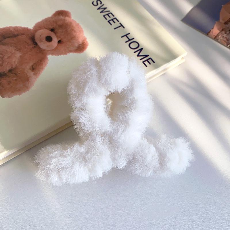 Colorful Large Plush Rectangular Claw Hair Clip for Women's Updo