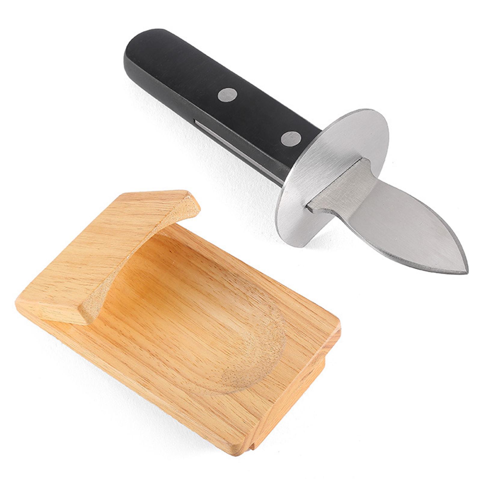 

Stainless Steel Oyster Shucking Kit Scallop Shell Shucking Cutter Wood Seafood Opener Tools for Home Kitchen Hotel Barbecue Use