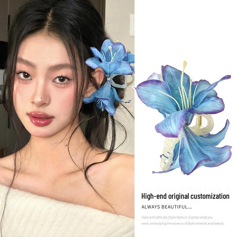 Korean High-End Acrylic Flower Hair Clip for Women - Large Shark Clip for Voluminous Styles