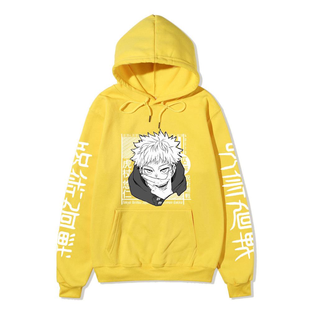 Jujutsu Kaisen Yuji Itadori  Japanese Printed Hooded Sweatshirt Unisex Fleece Warm Hoodie for Men Women Fall Winter Loose Casual Long Sleeve Pullover
