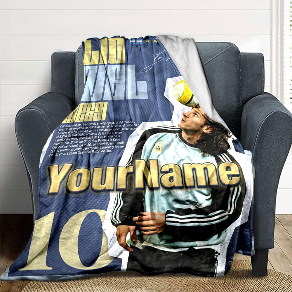 Messi Customize Your Name Blanket Cozy Personalized Blanket Durable Comfort Great for Office Chair Bedding Living Room All-Season Use
