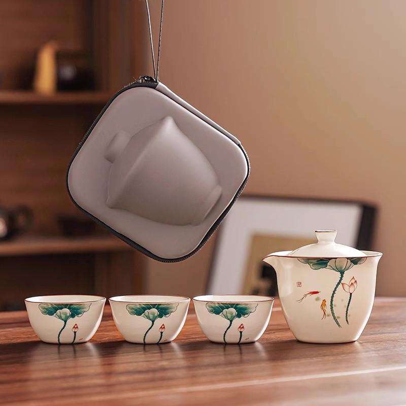 Porcelain Service Gaiwan Tea Cups Mug of Tea Ceremony Teapot Chinese Portable Kung Fu Travel Tea Set Ceramic Teacup with Filter