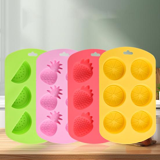 6-Grids Fruit Silicone Candy Mold Easy to Use Non-Stick Ice Mold Dishwasher Safe Food Grade Chocolate Hard Candy Baking Mold