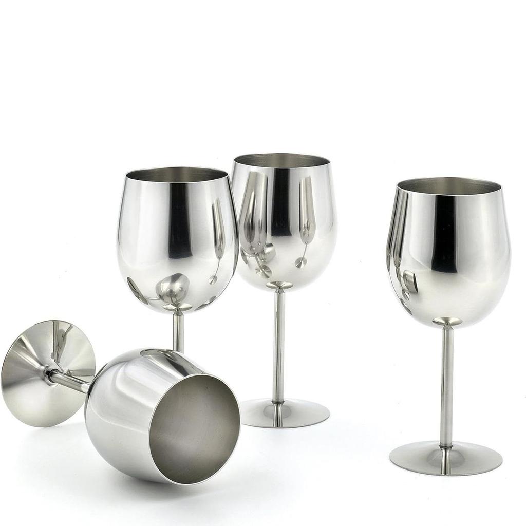 Stainless Steel Goblet Wine Glass | Gin Goblets Glass for Bar, 250 ML, Set of 6, Silver