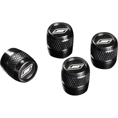 Air Valve Caps Black 4-Piece Set Aluminum Universal Barrel Shape with Knurling