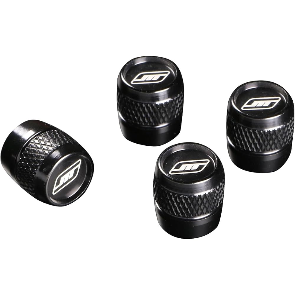 Monster Sport Air Valve Caps Black 4-Piece Set Aluminum Universal Barrel Shape with Knurling