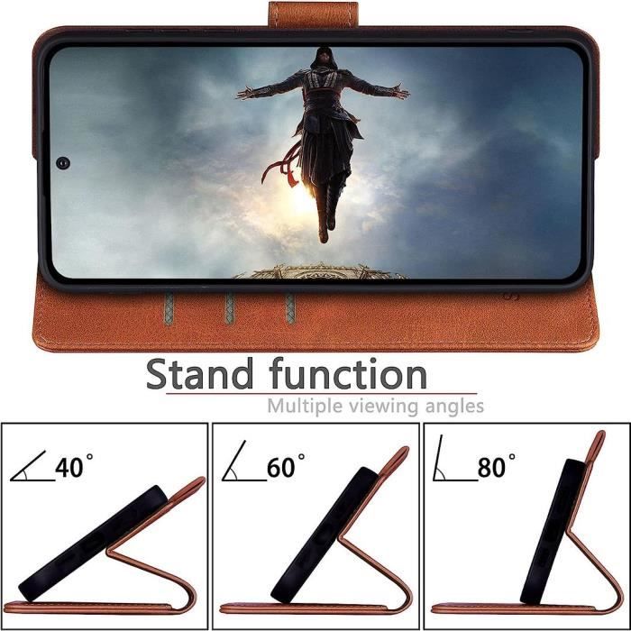 Coque de protection - BOOLING - pour Samsung Galaxy S24 FE - Cuir synthétique - Protection 360° - Compartiments cartes