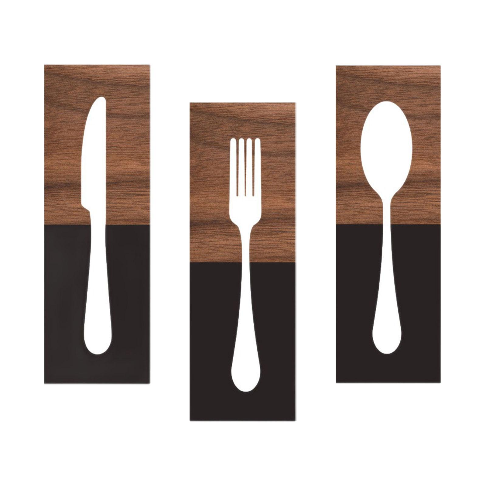 

Kitchen Utensils Tableware Plaque Rustic Wooden Wall Hanging Cutlery Sign for Cafe Decoration Dining Room Housewarming Gift коричневий