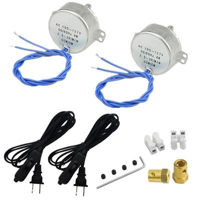 WMYCONGCONG Lot de 2 platines tournantes synchrones AC avec connecteur d'accouplement flexible de 7 mm et cordon d'alimentation avec prise à interrupteur Moteurs, Moteurs, 50/60Hz, 100-127V,