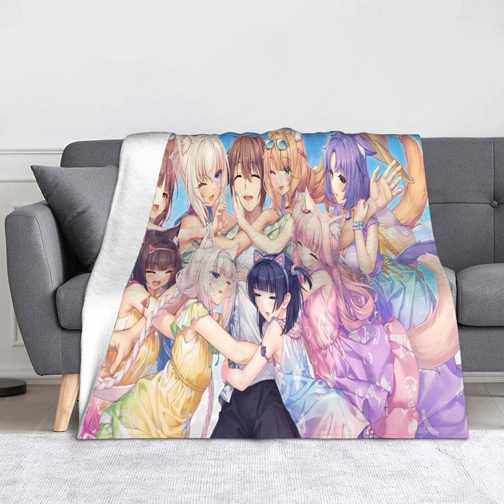 Anime Nekopara Cartoon Blanket Chocola Vanilla Maple Flannel Awesome Breathable Throw Blankets for Bedspread AutumnWinter