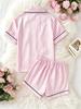 Girls Pink Striped Pajama Set, Short Sleeve Button-Down Sleepwear with Bow, Soft Loungewear for Kids 8-13 Years