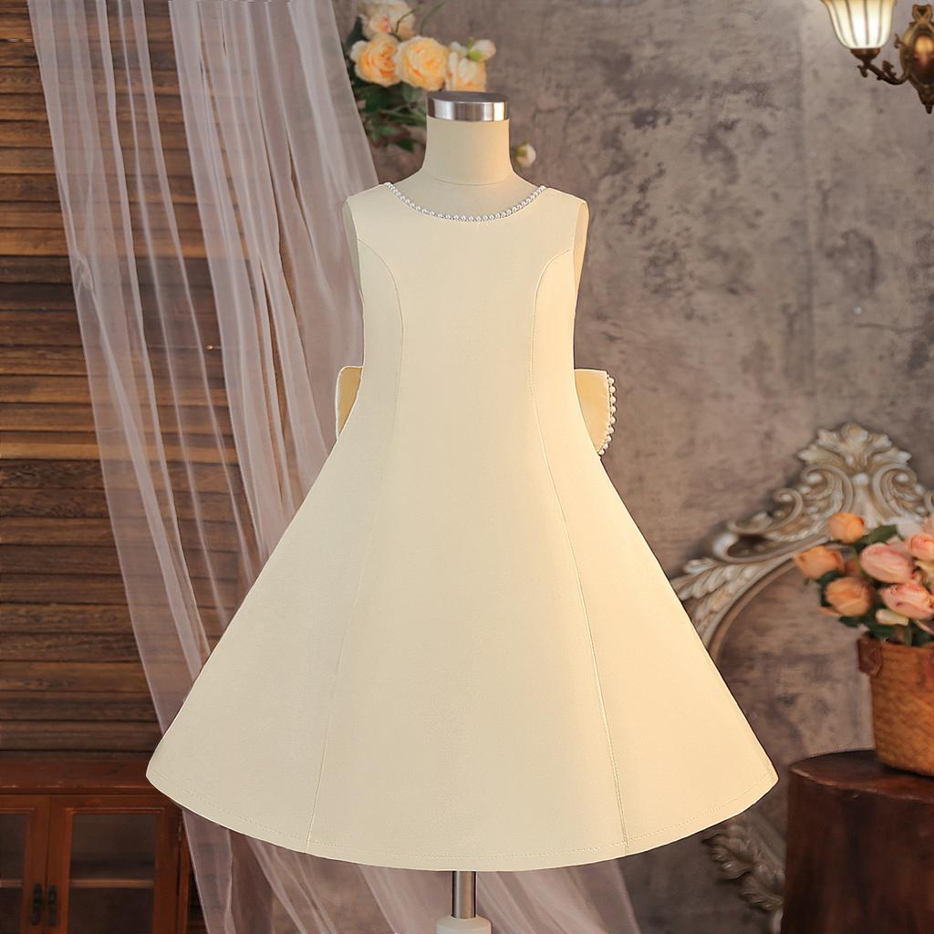 Flower Girl Princess Dress For Weddings Summer Kid Formal Bow Long Gown For School Evening Party Children New Year Cloth ALP613