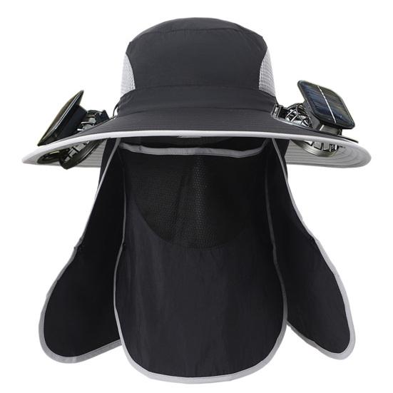 Wide Brim Sun Hat with 2 Solar Fan UV Protection Bucket Hat