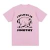 Je Crois en Jimothy T-shirt Jimothy Raton Laveur Dessin Animé Imprimé T-shirt Pur Coton T-shirts Été Femmes Hommes Col Rond Manches Courtes Y2K Tee Décontracté