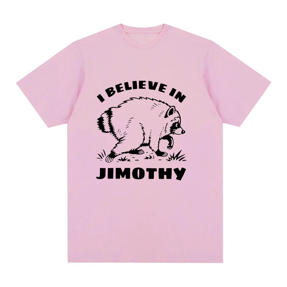 Je Crois en Jimothy T-shirt Jimothy Raton Laveur Dessin Animé Imprimé T-shirt Pur Coton T-shirts Été Femmes Hommes Col Rond Manches Courtes Y2K Tee Décontracté