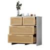 High-quality 4-drawer rattan cabinet with solid wood handles - Suitable for bedroom, living room, dining room, hallway - Dimensions: W80/H80/D38 cm
