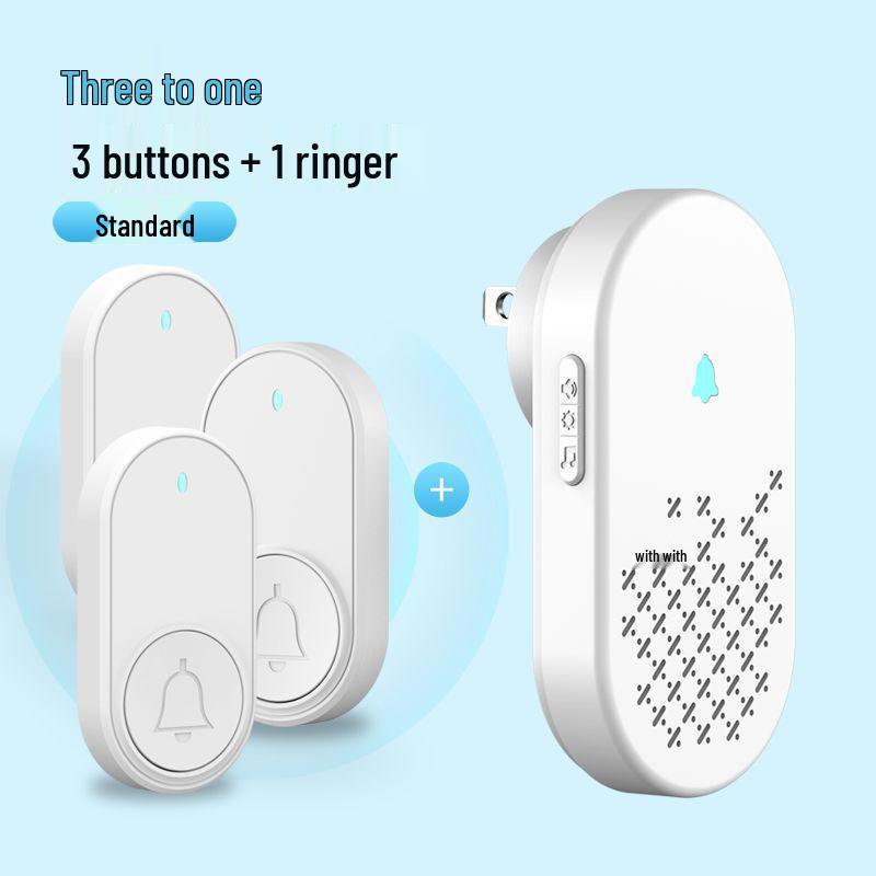 Wireless Long-Range Smart Doorbell with Electronic Remote, Plug-Free, Volume Control, and Senior Call Button
