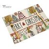 Sturdy Hemmed Table Linens Christmas Mat, Heat-Resistant Faux Linen Placemat, Non-Slip Heat Resistant Pads Washable for Holiday Dining Party Decor Non