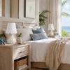 12" Beige Ceramic Table Lamp, Small Plug-in Bedside Lamp with Linen Shade, E26 Socket, 6FT Cord & Rocker Switch, Coastal Accent Lamp for Bedroom