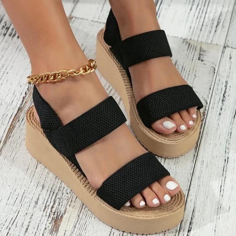Women's Open Toe Thick Soled Platform Casual Wedge Sandals Ankle Strap Slingback Sandals