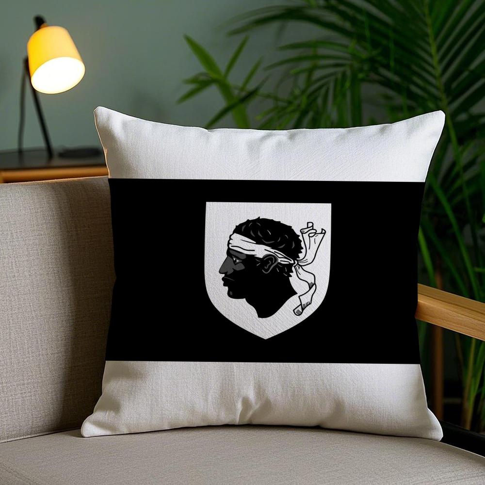 Corsica Flag French Region Cushion Cover Plush Fabric Soft Double-Sided Printed Invisible Zipper Sofa Pillow Case Home Decor