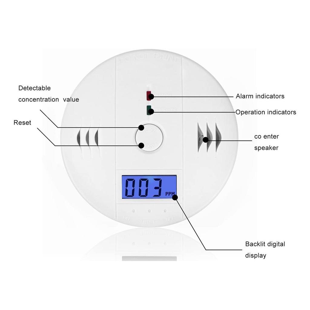 Carbon Monoxide Detector Battery Powered Carbon Monoxide Alarm Detector With Lcd Digital Display Complies With Ul2034