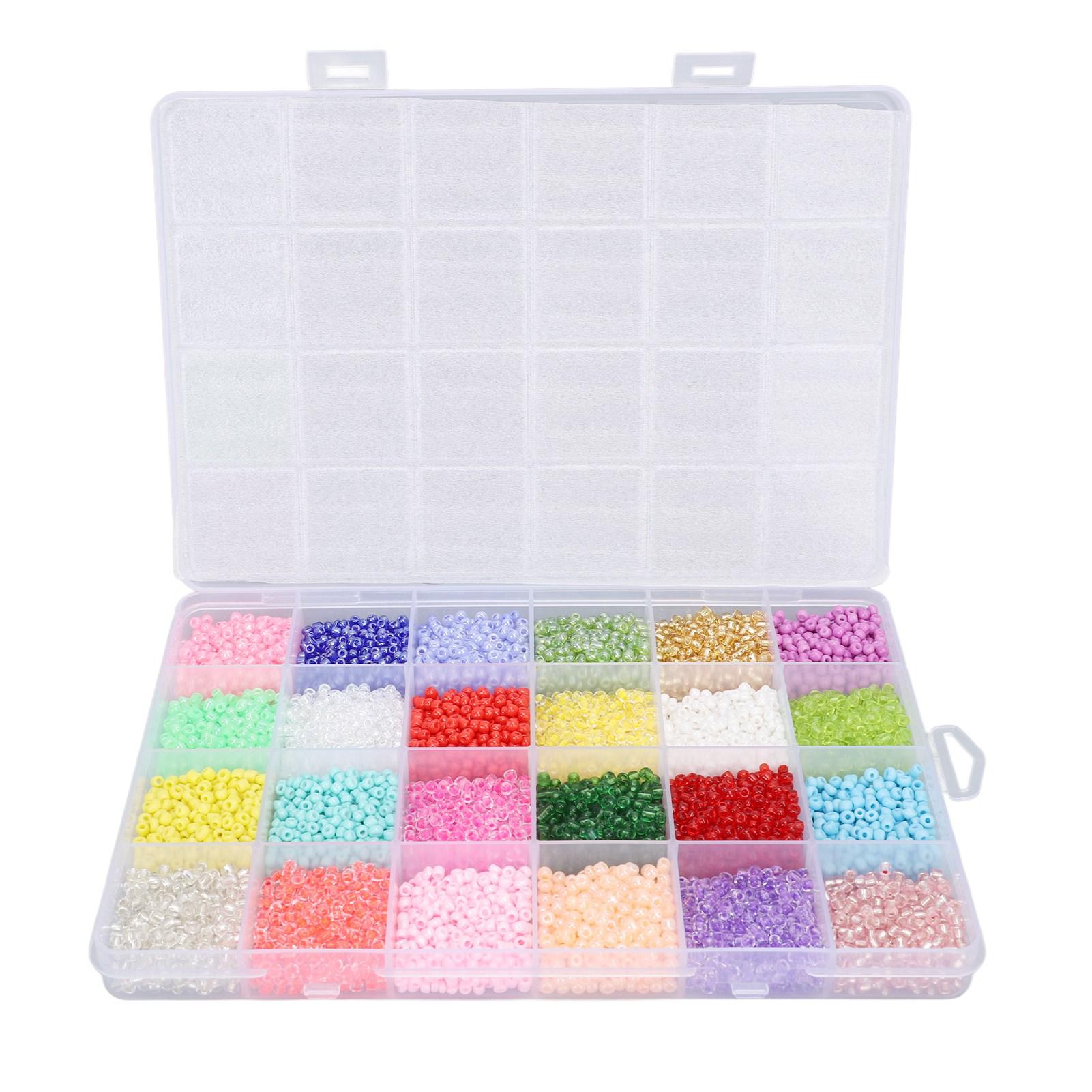 

Round Glass Beads 3mm 24 Colors Pure Color Mixed Glass and Letter Beads Kit for Bracket Jewlery Making