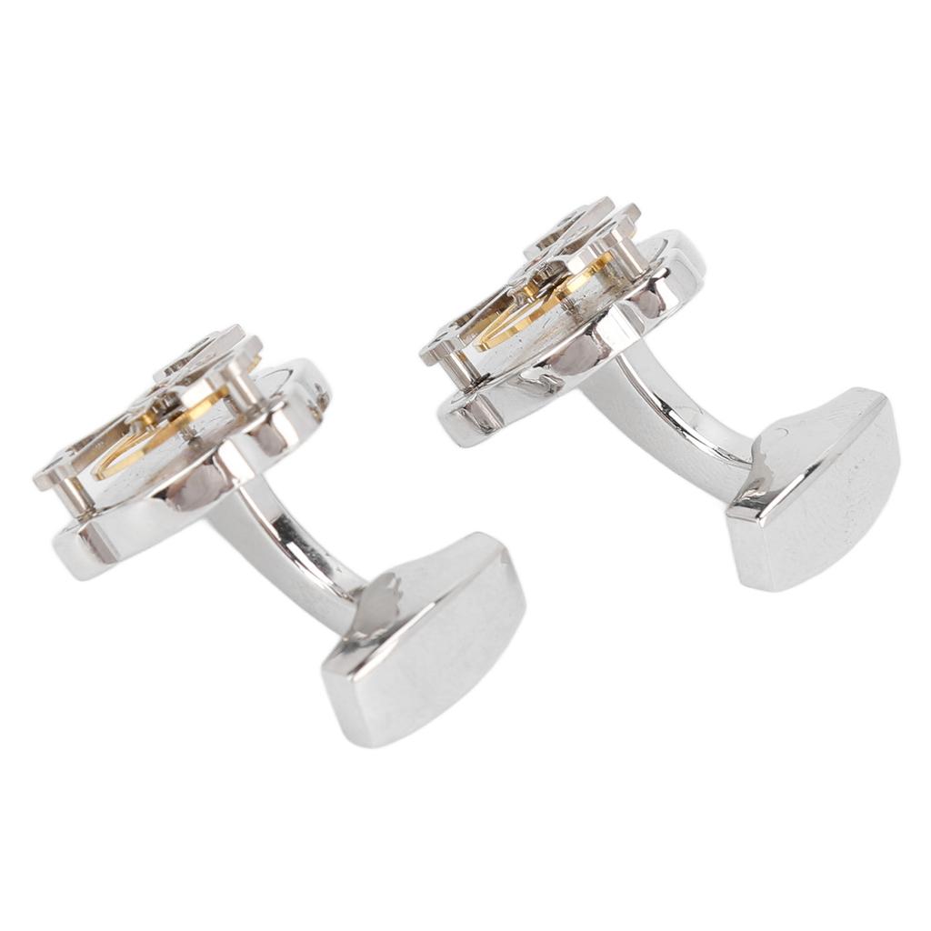 Movement Cufflinks Retro French Style Electroplating Process High Polishing Silver Brass