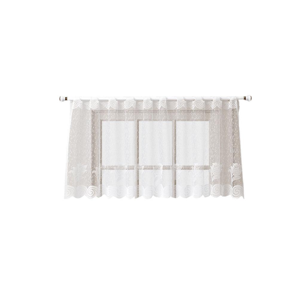 Finished Window Screen, White Spray Short Curtain, Semi-Blackout Window Screen Curtain